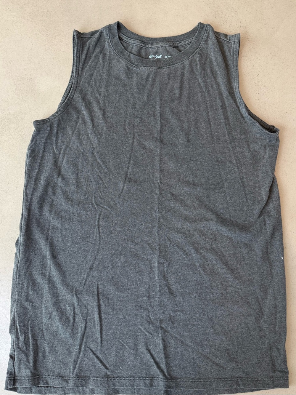 Boys Sleeveless Crewneck Muscle Tank Top - Charcoal Gray